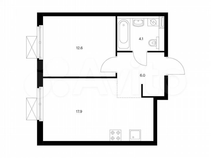 1-к. квартира, 40,6 м², 32/33 эт.