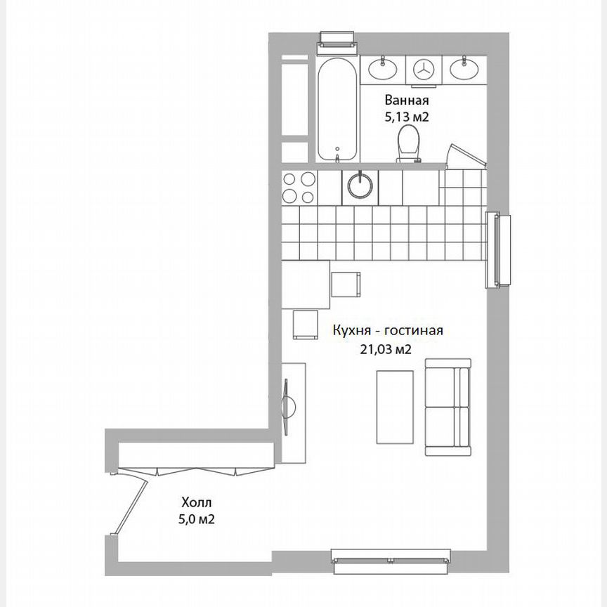 Апартаменты-студия, 31,2 м², 8/16 эт.