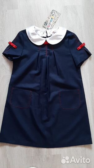Платье школьное новое р. 128, 134 (синее), Сарафан