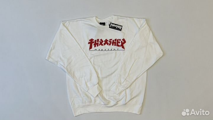 Свитшот Thrasher Godzilla Crew White