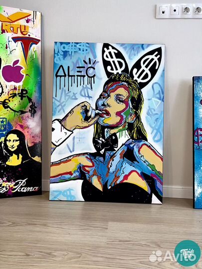 Семейная картина красками для интерьера в подарок