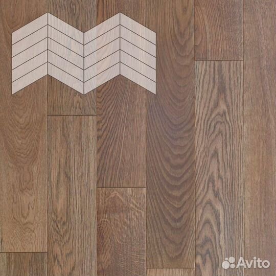 Lab Arte Елка Chevron Французская Дуб Натур Гамлет лак 600/510х90х14/45 Коричневый