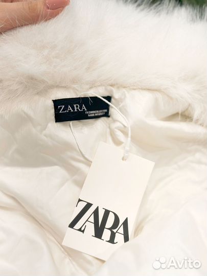 Шуба из искусственного меха zara белая