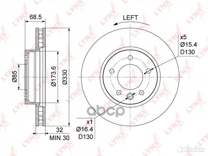 Диск тормозной перед лев BN1212L lynxauto