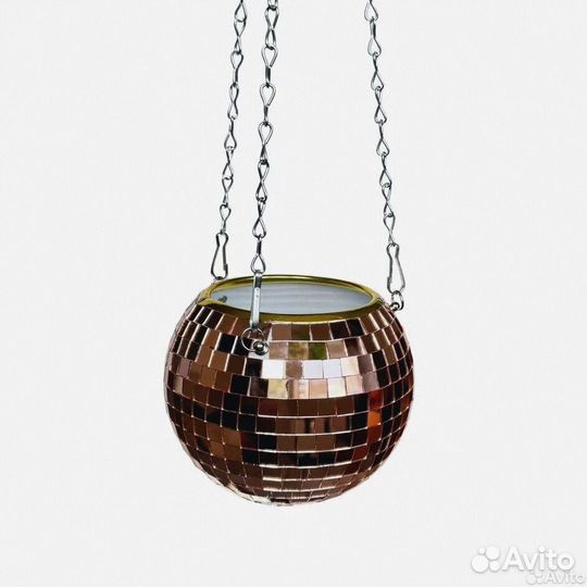 Кашпо из диско шара / кашпо из зеркальной мозаики