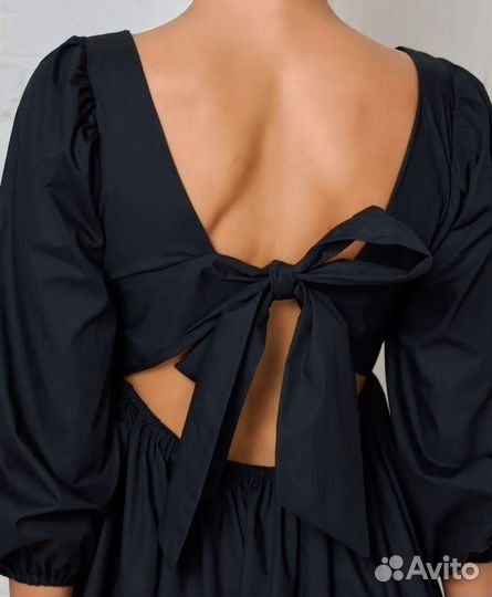 Хлопковое платье женское чёрное платье