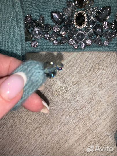 Тёплая косынка-платок на голову с камнями