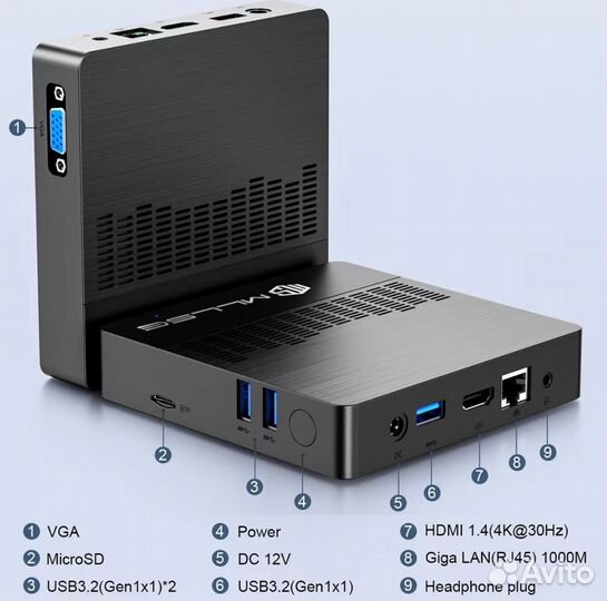 Мини-пк Mllse Mini-pc M2 Air Intel Lake