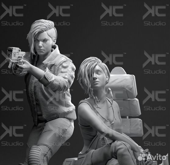 Cyberpunk диорама Джуди Альварес и ви 2077