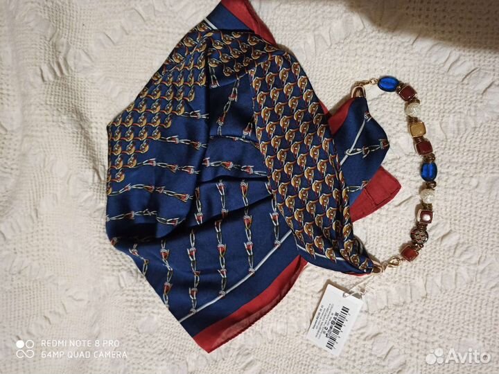 Бронь.Косынка на шею, с бусами