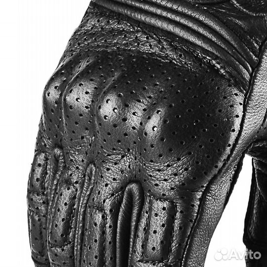 Мотоперчатки кожаные с защитой GR сенсорные перф