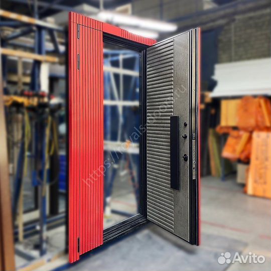 Двустворчатая Стальная дверь с подсветкой