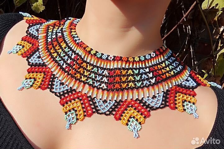 Колье воротник из бисера в этническом стиле Бохо