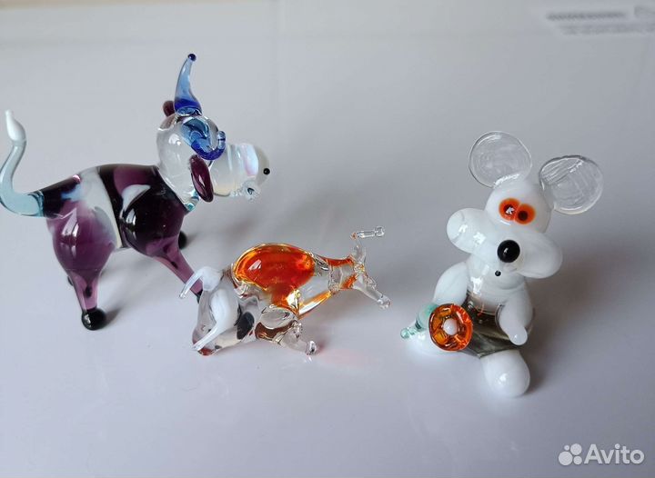 Стеклянные фигурки животных