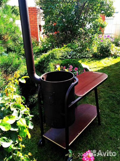 Печка под казан на колесах