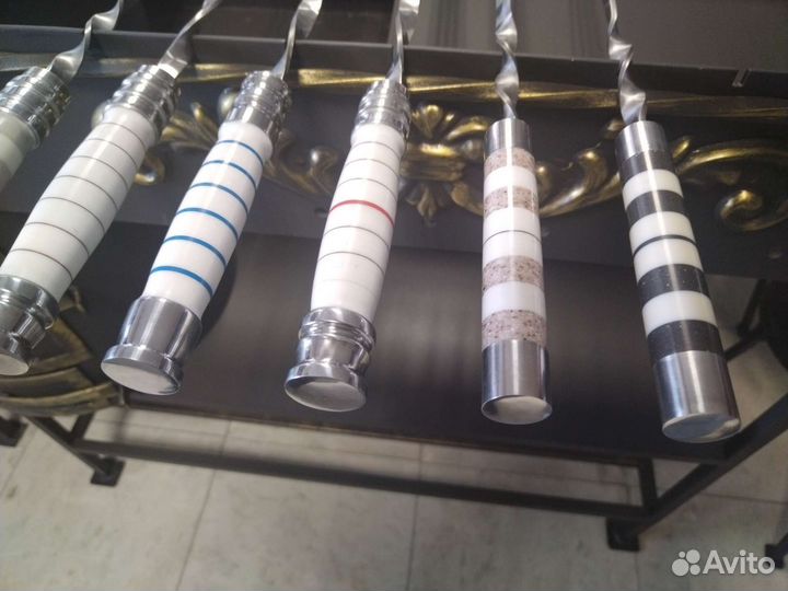 Шампуры с ручкой из камня, нержавейка