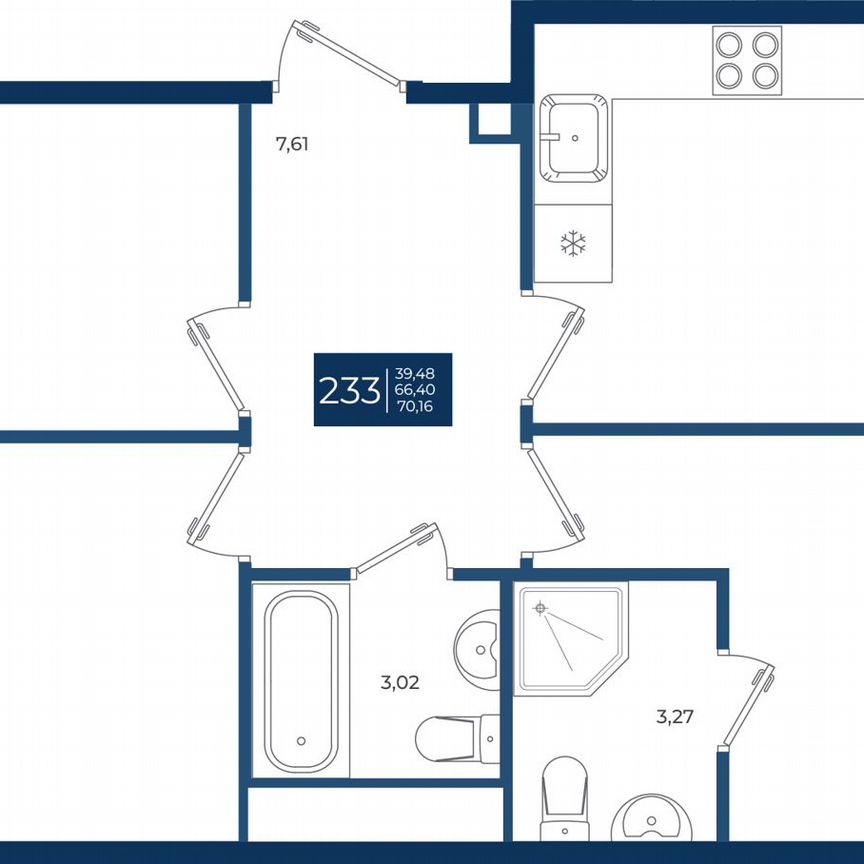 3-к. квартира, 70,2 м², 9/12 эт.