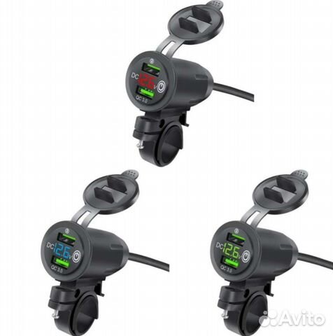 Мото зарядное устройство 2 usb порта на руль