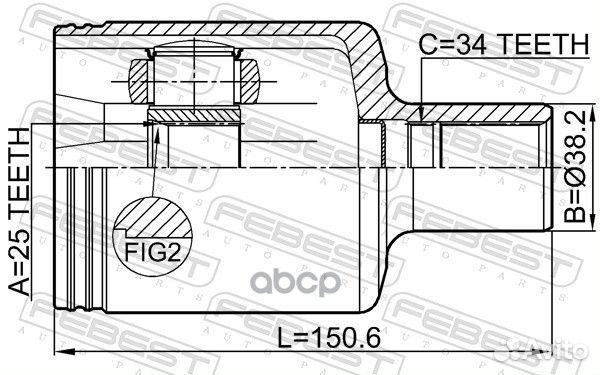 ШРУС внутренний левый 25x38.2x34 mercedes benz