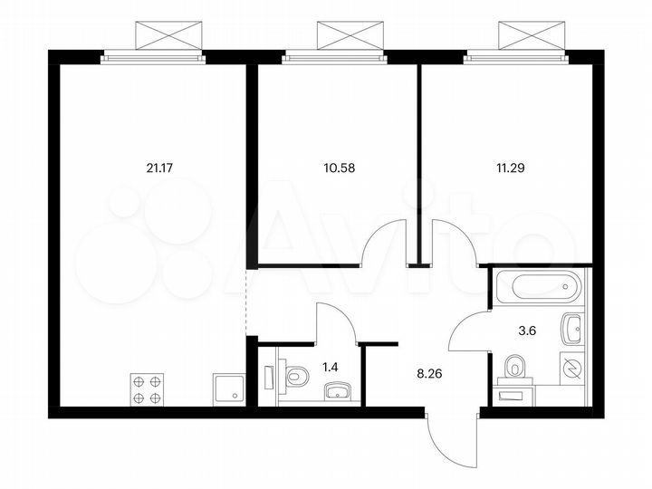 2-к. квартира, 56,3 м², 25/33 эт.