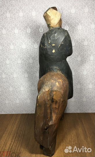 Скульптура Казак на коне дерево авторская СССР