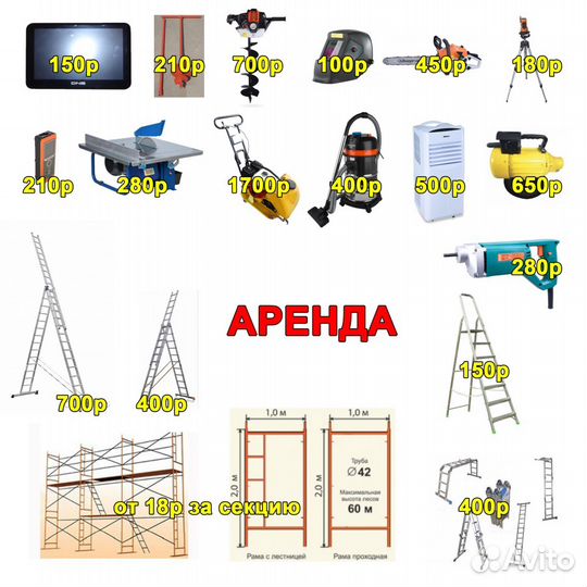 Аренда (прокат) электроинструментов и оборудования