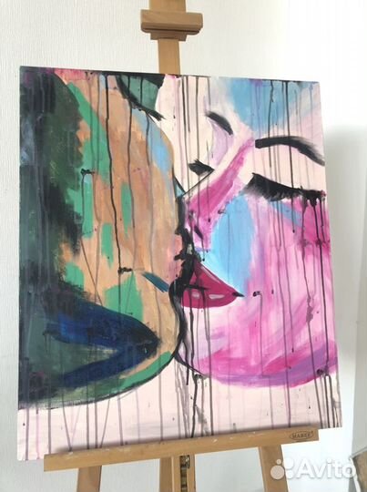 Картина холст акрил «Поцелуй»