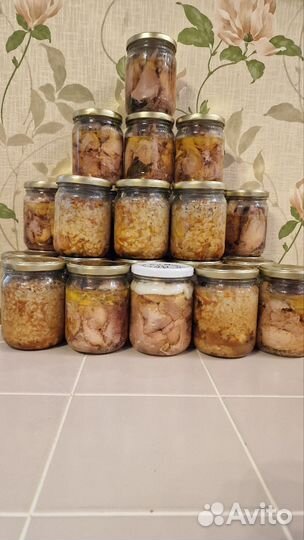 Тушенка домашняя из говядины, свинины, курицы 0,5л