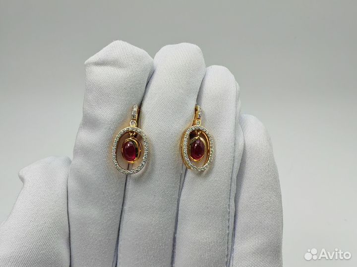 Золотые Серьги 585 пробы с бриллиантами. Рассрочка