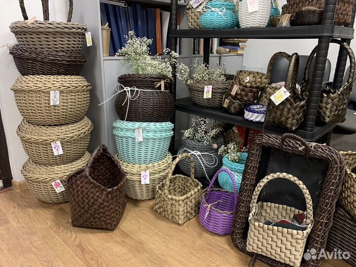 Плетеная корзина кашпо