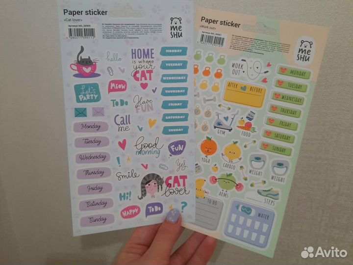 Набор наклеек стикеров Meshu Мишу 7 листов