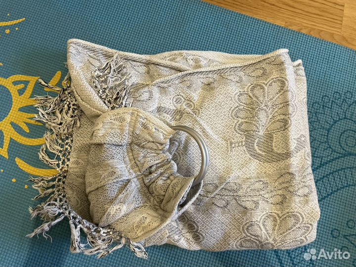 Слинг с кольцами Дидимос павлины со льном