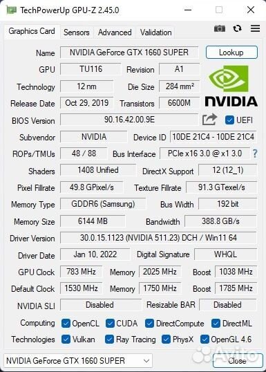 Gtx 1660super 6gb