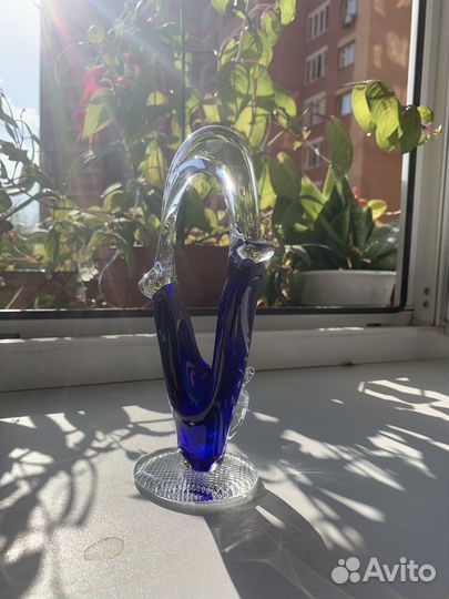 Ваза цветное гутное стекло