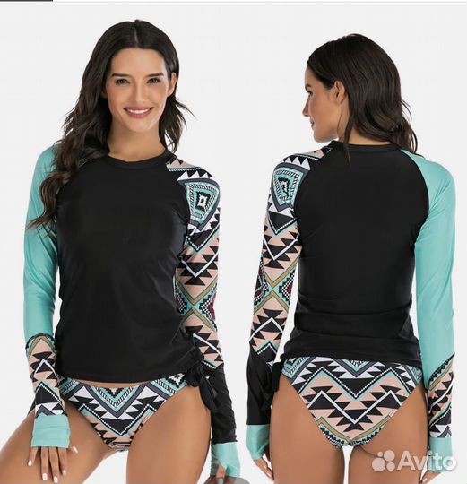 Купальник с рашгардом мама+дочка family look