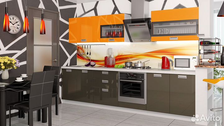 Кухонный гарнитур длиной - 300 см бьюти (Оранж)