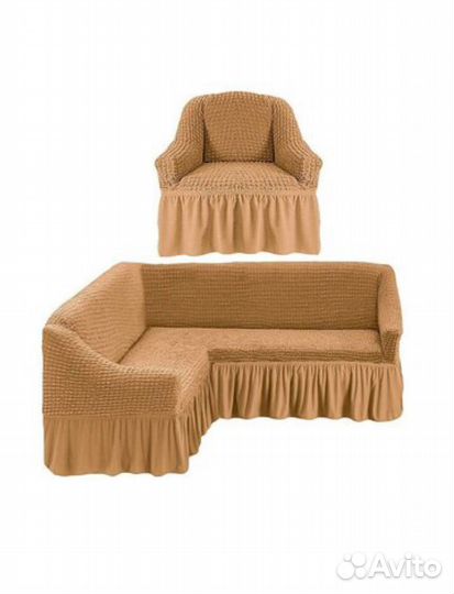 Комплект еврочехлов на угловой диван и кресло