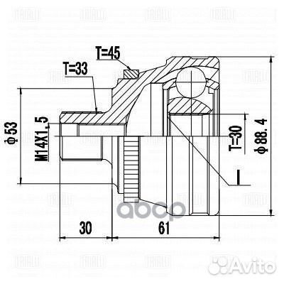Шрус для а/м Audi 80 (86) (наруж.) перед