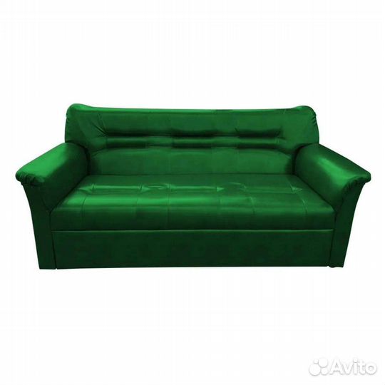 Диван прямой трёхместный / Зелёная экокожа