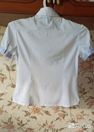 Блузка белая с коротким рукавом на рост 134-140