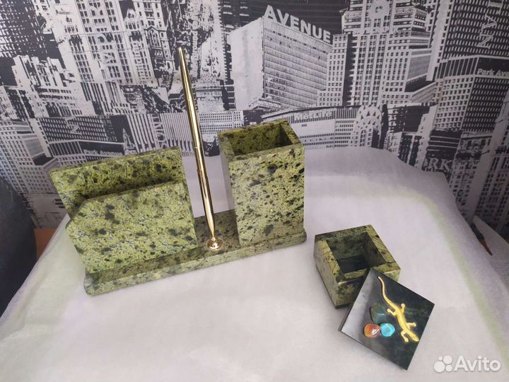 Письменный набор начальника из змеевик