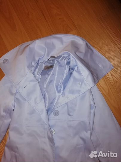 Плащ тренч летний голубой женский с воротником