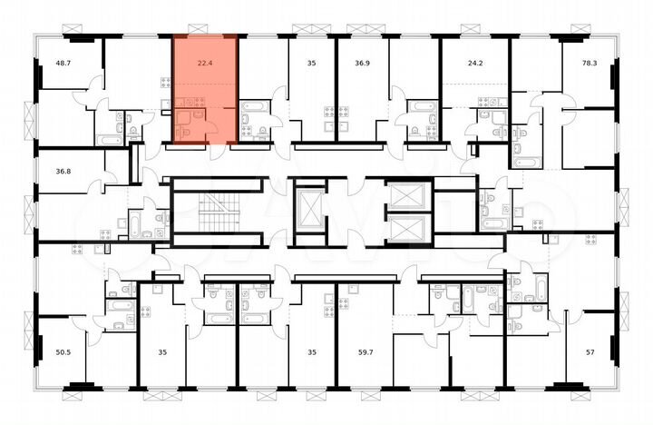 Квартира-студия, 22,4 м², 24/24 эт.