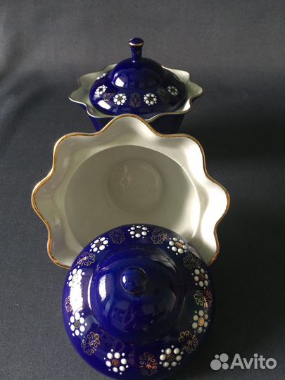 Бонбоньерка.Кобальтовый фарфор.ссср