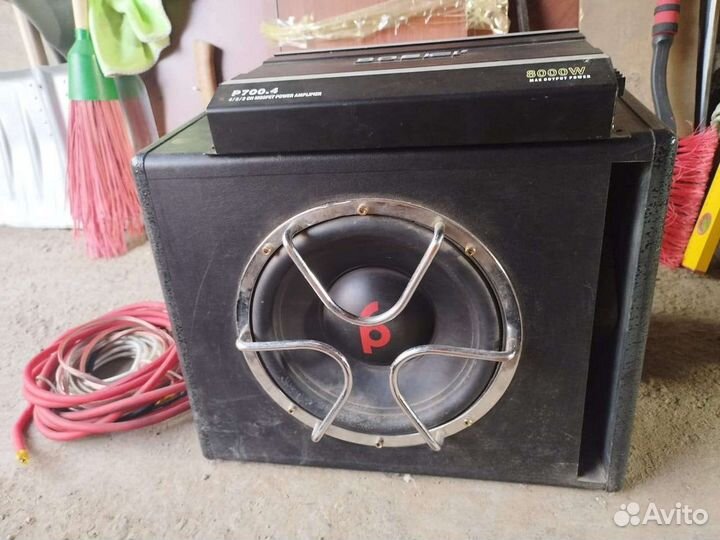 Комплект сабвуфер, усилитель, провода