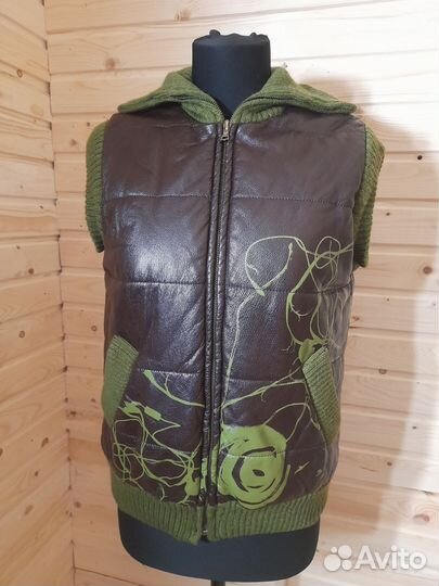 Жилетка натуральная кожа с узорами бохо стиль 44