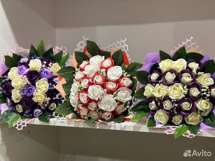 Букет подарок цветы из мыла розы 101 доставка