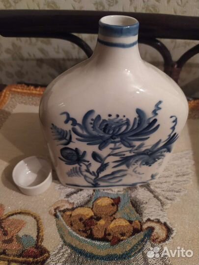 Винтажный штоф ручная работа гжель