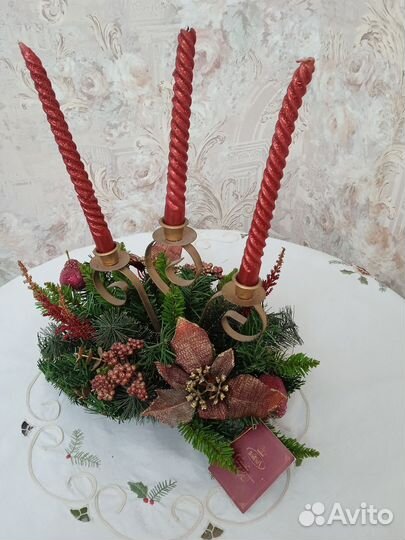 Новогодняя композиция, подсвечник. Богемия