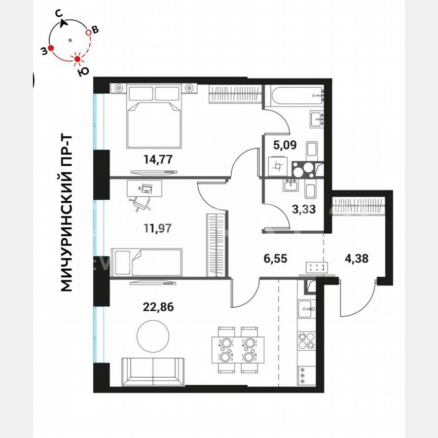 3-к. квартира, 69 м², 6/28 эт.